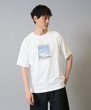 KHKGA25039 a.v.v MEN(アー・ヴェ・ヴェ) 【接触冷感】スクエアプリントセミワイドシルエットカットソー ブルー系プリント