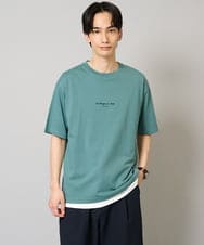 KHKGA29029 a.v.v MEN(アー・ヴェ・ヴェ) 【接触冷感】ミニロゴプリントセミワイドシルエットカットソー グリーン