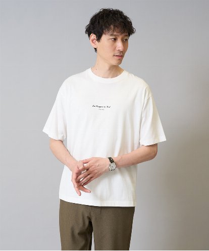 KHKGA29029 a.v.v MEN 【接触冷感】ミニロゴプリントセミワイドシルエットカットソー
