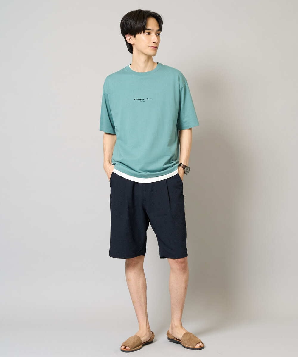 KHKGA29029 a.v.v MEN(アー・ヴェ・ヴェ) 【接触冷感】ミニロゴプリントセミワイドシルエットカットソー ダークグレー