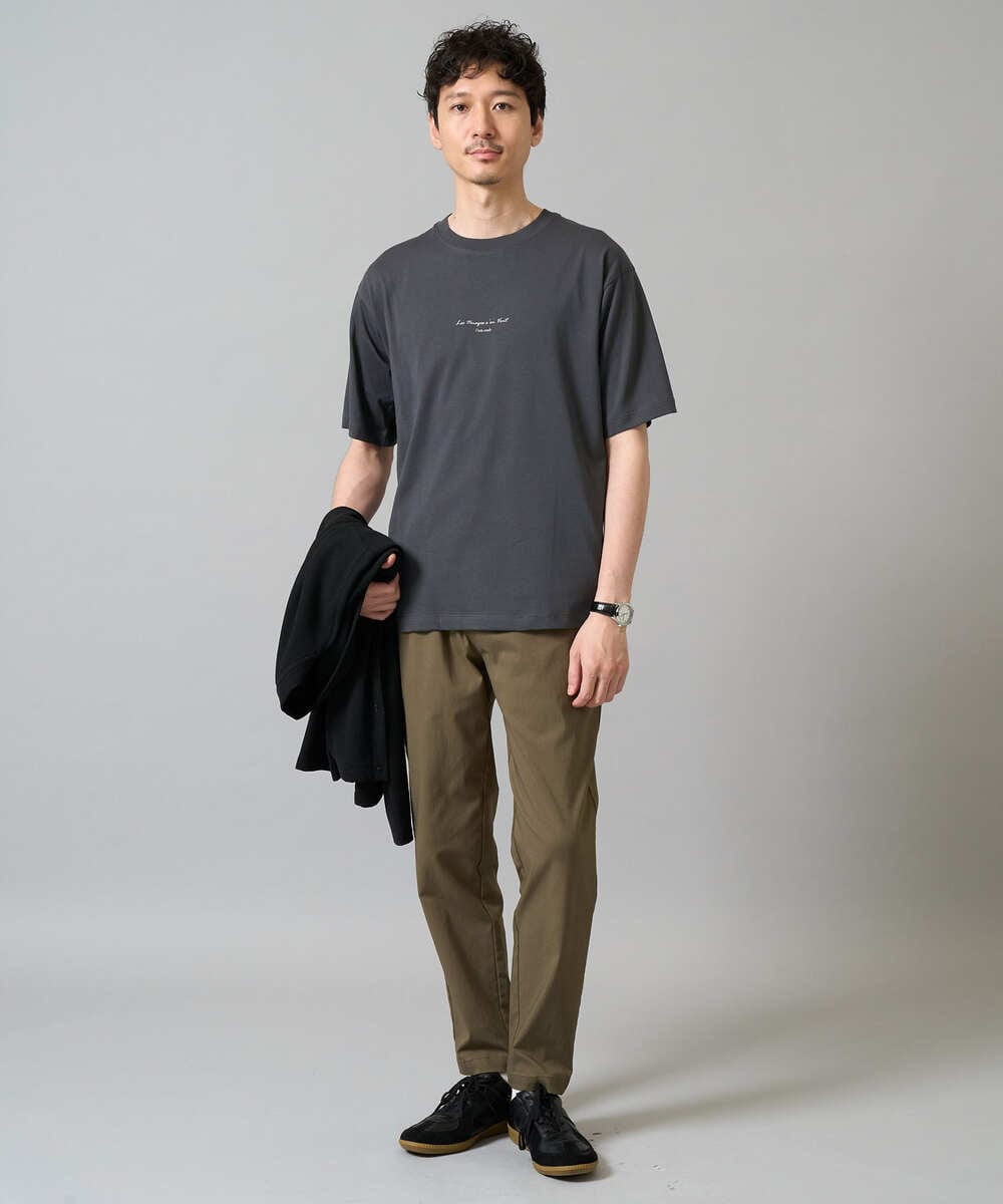 KHKGA29029 a.v.v MEN(アー・ヴェ・ヴェ) 【接触冷感】ミニロゴプリントセミワイドシルエットカットソー ダークグレー