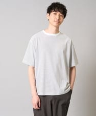 KHKGA38039 a.v.v MEN(アー・ヴェ・ヴェ) 【接触冷感】細ボーダーセミワイドシルエットカットソー ホワイト
