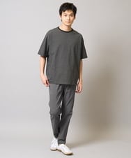 KHKGA38039 a.v.v MEN(アー・ヴェ・ヴェ) 【接触冷感】細ボーダーセミワイドシルエットカットソー ブラック