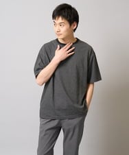 KHKGA38039 a.v.v MEN(アー・ヴェ・ヴェ) 【接触冷感】細ボーダーセミワイドシルエットカットソー ブラック