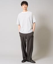 KHKGA38039 a.v.v MEN(アー・ヴェ・ヴェ) 【接触冷感】細ボーダーセミワイドシルエットカットソー ブラック