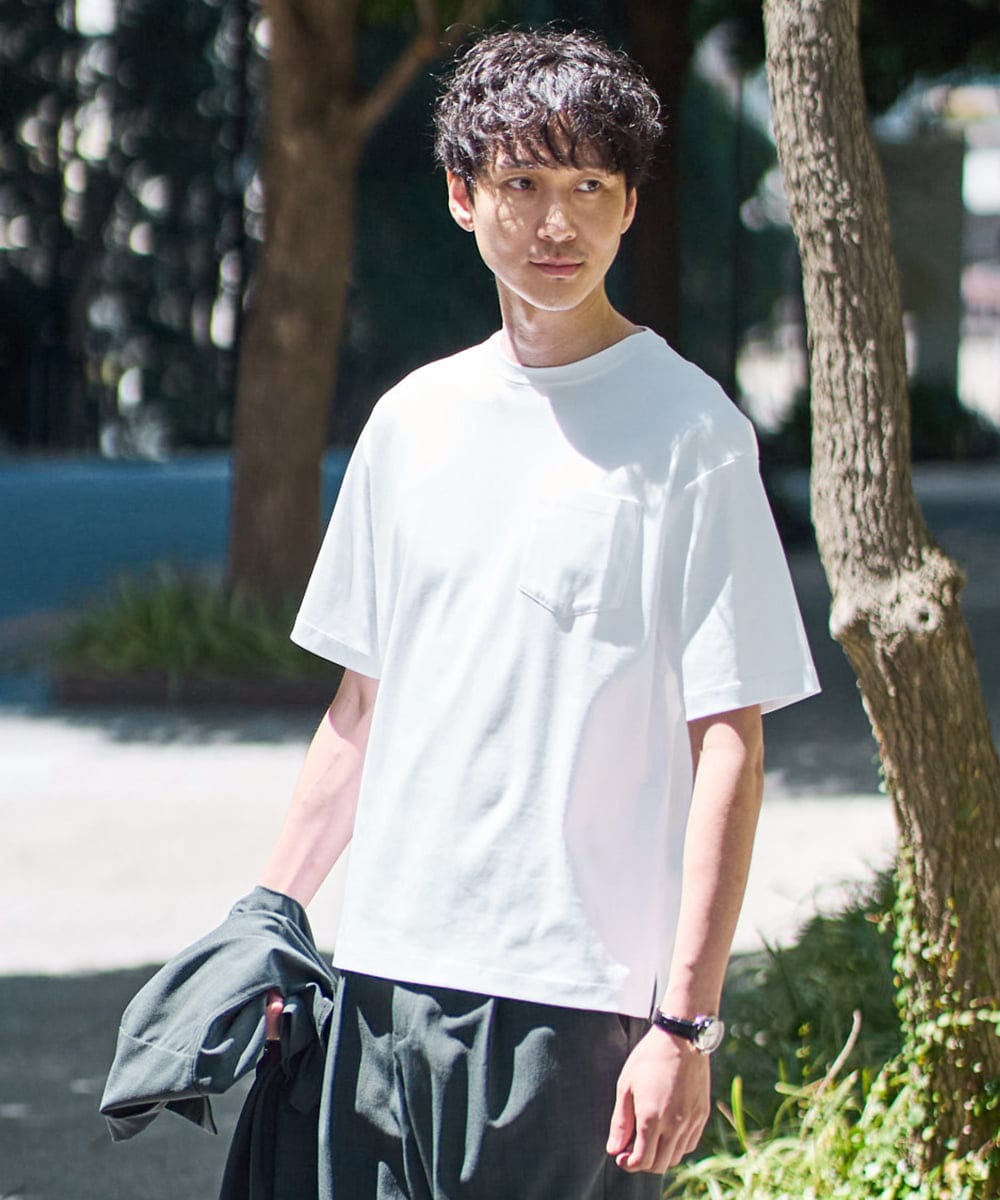 KHKGA40039 a.v.v MEN 【接触冷感/UVカット/毛玉になりにくい】シルケットスムースワイドシルエットカットソー