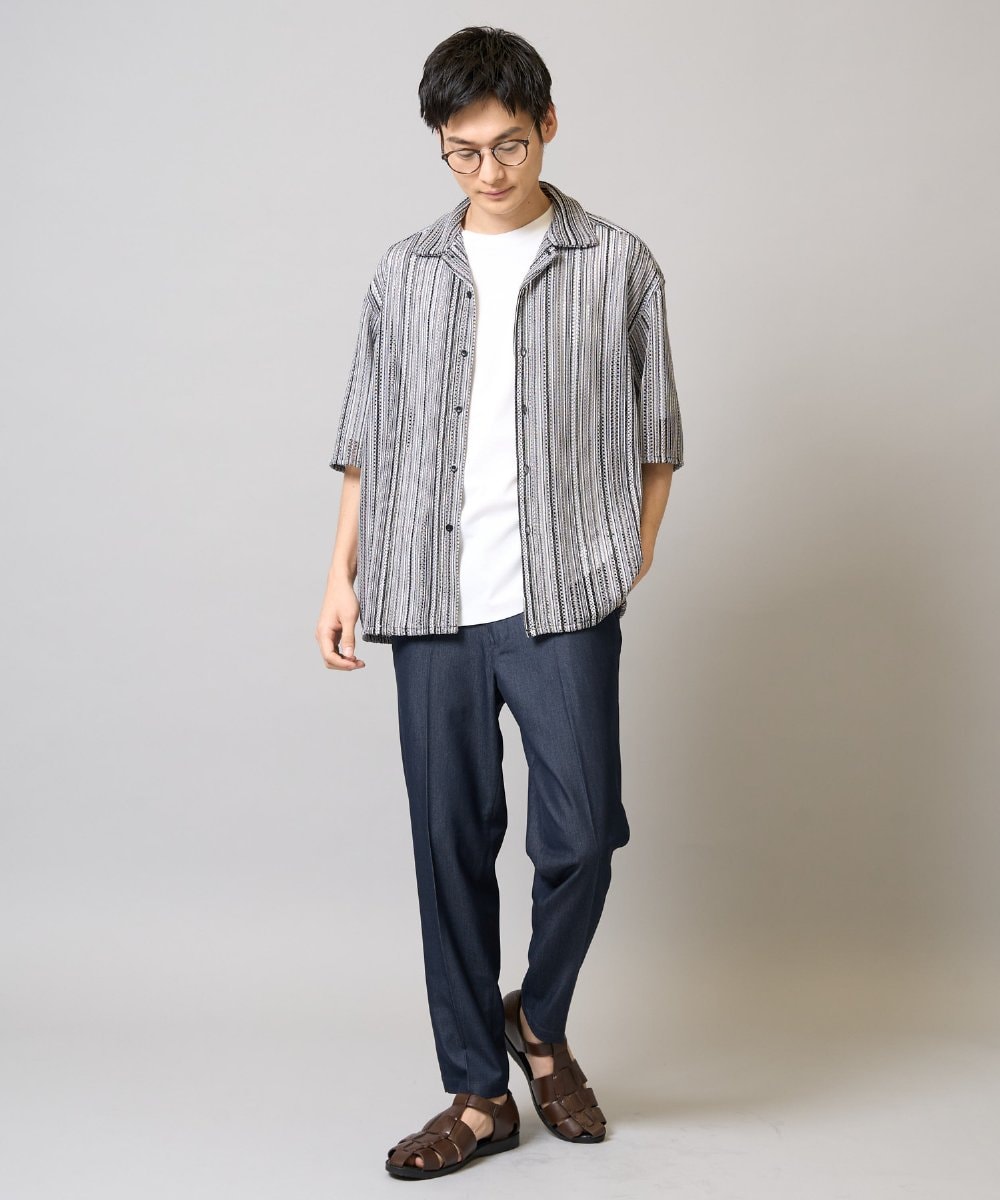 KHKGA40039 a.v.v MEN(アー・ヴェ・ヴェ) 【接触冷感/UVカット/毛玉になりにくい】シルケットスムースワイドシルエットカットソー ブラック