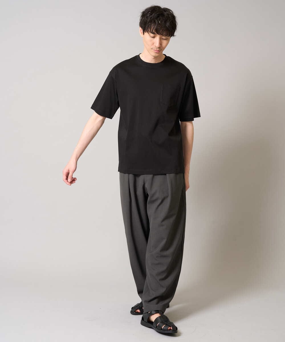 KHKGA40039 a.v.v MEN(アー・ヴェ・ヴェ) 【接触冷感/UVカット/毛玉になりにくい】シルケットスムースワイドシルエットカットソー ブラック