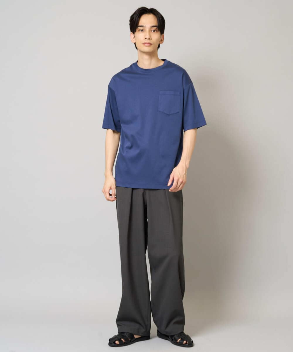 KHKGA40039 a.v.v MEN(アー・ヴェ・ヴェ) 【接触冷感/UVカット/毛玉になりにくい】シルケットスムースワイドシルエットカットソー ブラック