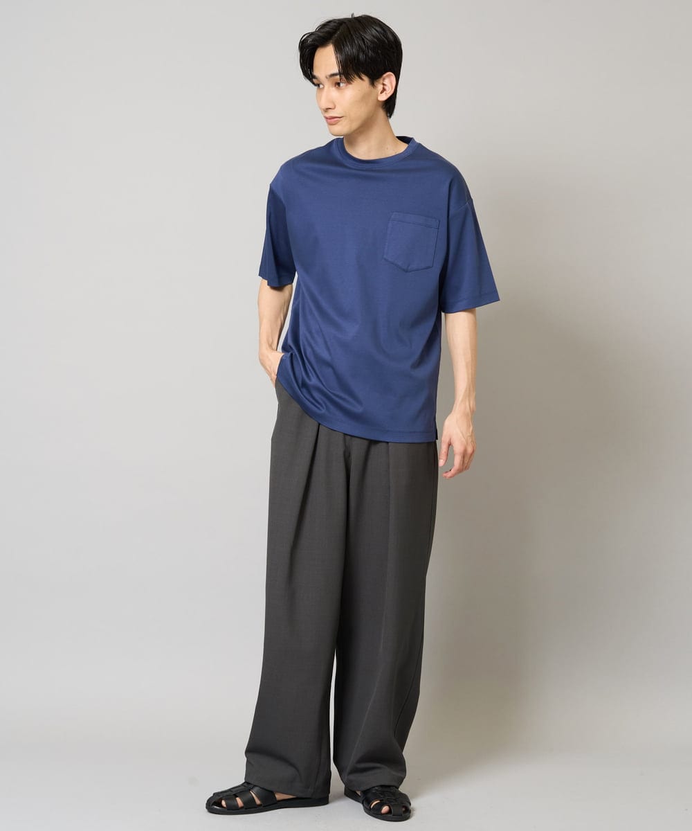 KHKGA40039 a.v.v MEN(アー・ヴェ・ヴェ) 【接触冷感/UVカット/毛玉になりにくい】シルケットスムースワイドシルエットカットソー ブラック
