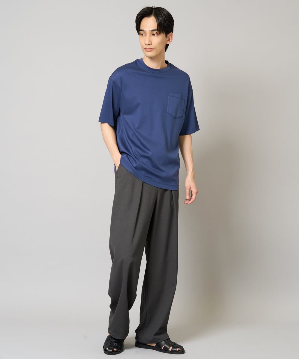 KHKGA40039 a.v.v MEN(アー・ヴェ・ヴェ) 【接触冷感/UVカット/毛玉になりにくい】シルケットスムースワイドシルエットカットソー ブラック