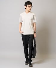 KHKGA41039 a.v.v MEN(アー・ヴェ・ヴェ) 【洗濯機で洗える/接触冷感/UVカット/毛玉になりにくい】シルケットスムースVネックカットソー ブラック