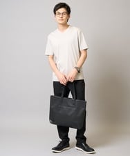 KHKGA41039 a.v.v MEN(アー・ヴェ・ヴェ) 【洗濯機で洗える/接触冷感/UVカット/毛玉になりにくい】シルケットスムースVネックカットソー ブラック