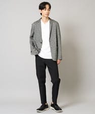 KHKGA41039 a.v.v MEN(アー・ヴェ・ヴェ) 【接触冷感/UVカット/毛玉になりにくい】シルケットスムースVネックカットソー ブラック