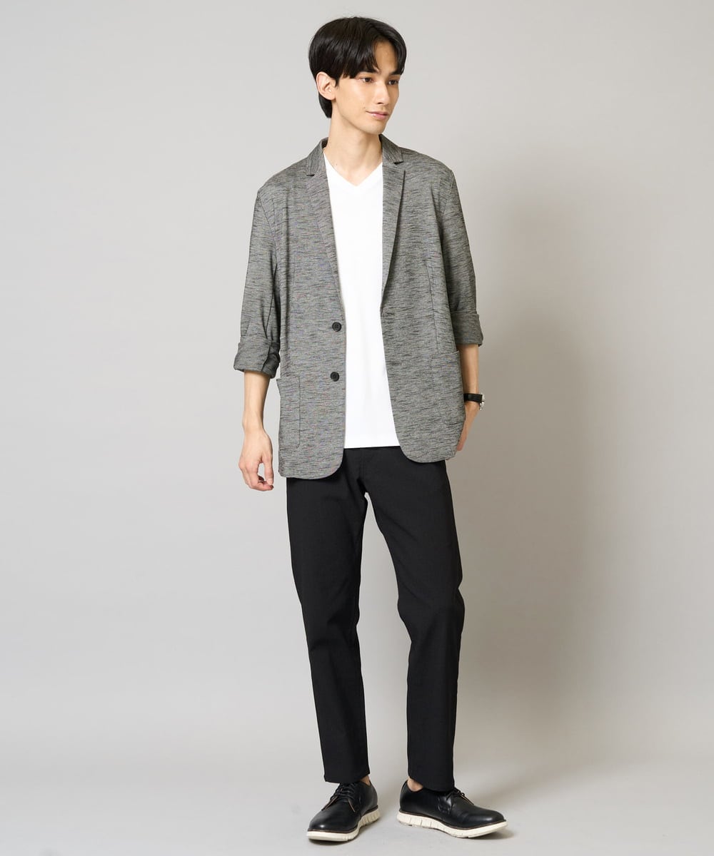KHKGA41039 a.v.v MEN(アー・ヴェ・ヴェ) 【接触冷感/UVカット/毛玉になりにくい】シルケットスムースVネックカットソー ブラック