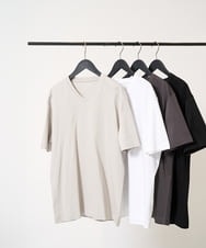 KHKGA41039 a.v.v MEN(アー・ヴェ・ヴェ) 【接触冷感/UVカット/毛玉になりにくい】シルケットスムースVネックカットソー ブラック