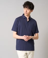 KHKGA43059 a.v.v MEN(アー・ヴェ・ヴェ) 【接触冷感/UVカット】シルケットスムースポロシャツ ネイビー