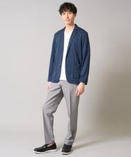 KHKGA47044 a.v.v MEN(アー・ヴェ・ヴェ) 【きれいめな半袖】ジャカードVネックカットソー  半袖ジャケT  ジャケイン  ビズカットソー ブラック