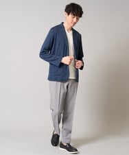 KHKGA47044 a.v.v MEN(アー・ヴェ・ヴェ) 【きれいめな半袖】ジャカードVネックカットソー  半袖ジャケT  ジャケイン  ビズカットソー ブラック