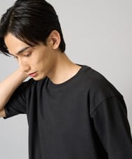 KHKGA48044 a.v.v MEN(アー・ヴェ・ヴェ) 【きれいめな半袖】ジャカードクルーネックカットソー  半袖ジャケT  ジャケイン  ビズカットソー ブラック