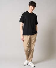 KHKGA48044 a.v.v MEN(アー・ヴェ・ヴェ) 【きれいめな半袖】ジャカードクルーネックカットソー  半袖ジャケT  ジャケイン  ビズカットソー ブラック