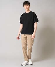 KHKGA48044 a.v.v MEN(アー・ヴェ・ヴェ) 【きれいめな半袖】ジャカードクルーネックカットソー  半袖ジャケT  ジャケイン  ビズカットソー ブラック
