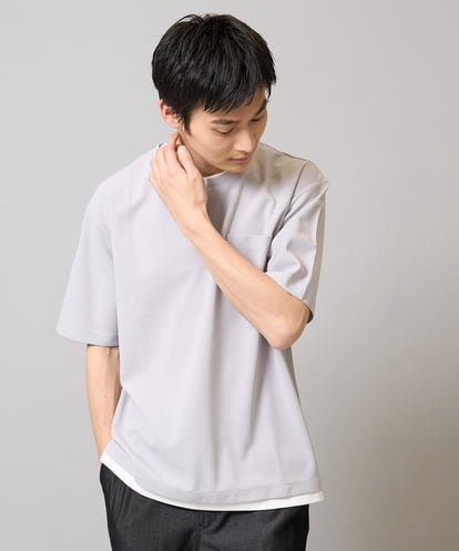 KHKGA50044 a.v.v MEN 【速乾/毛玉になりにくい】梨地フェイクレイヤードカットソー