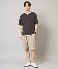 KHKGA50044 a.v.v MEN(アー・ヴェ・ヴェ) 【速乾/毛玉になりにくい】梨地フェイクレイヤードカットソー ライトグレー