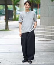 KHKGA50044 a.v.v MEN(アー・ヴェ・ヴェ) 【速乾/接触冷感】梨地フェイクレイヤードカットソー ライトグレー