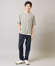 KHKGA50044 a.v.v MEN(アー・ヴェ・ヴェ) 【速乾/毛玉になりにくい】梨地フェイクレイヤードカットソー ライトグレー