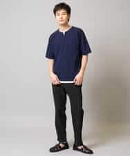 KHKGA50044 a.v.v MEN(アー・ヴェ・ヴェ) 【速乾/毛玉になりにくい】梨地フェイクレイヤードカットソー ライトグレー