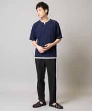 KHKGA50044 a.v.v MEN(アー・ヴェ・ヴェ) 【速乾/毛玉になりにくい】梨地フェイクレイヤードカットソー ライトグレー