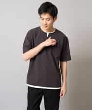 KHKGA50044 a.v.v MEN(アー・ヴェ・ヴェ) 【速乾/毛玉になりにくい】梨地フェイクレイヤードカットソー ライトグレー