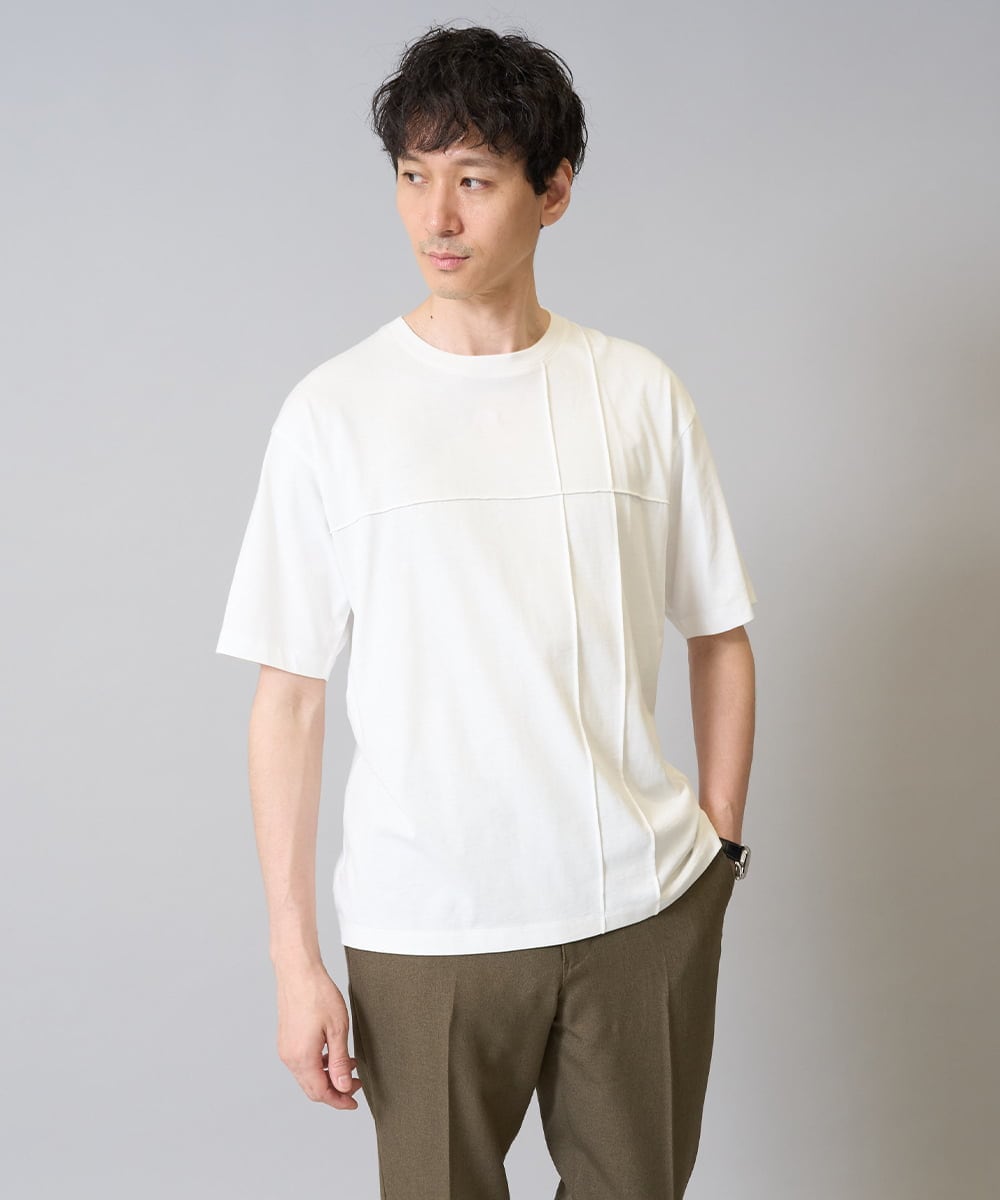 KHKGA53039 a.v.v MEN 【接触冷感】ピンタックセミワイドシルエットカットソー