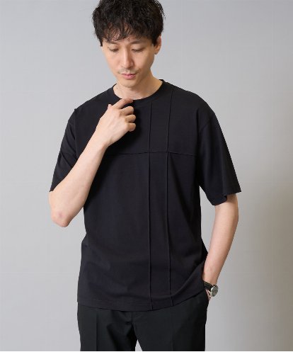 KHKGA53039 a.v.v MEN 【接触冷感】ピンタックセミワイドシルエットカットソー