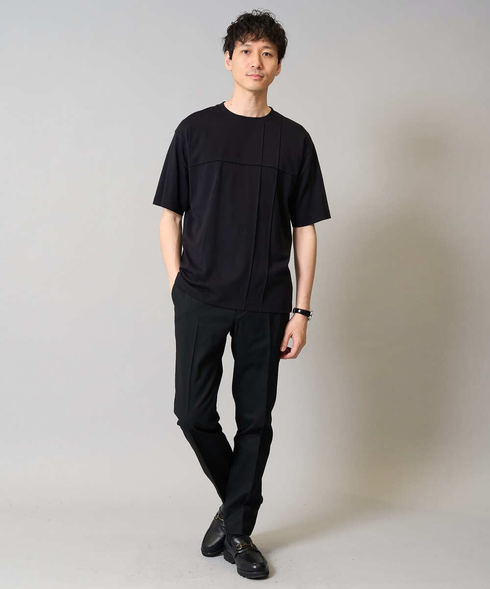 KHKGA53039 a.v.v MEN(アー・ヴェ・ヴェ) 【接触冷感】ピンタックセミワイドシルエットカットソー ブラック