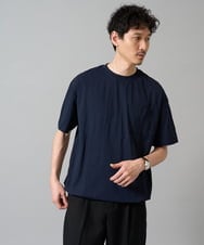 KHKGA55044 a.v.v MEN(アー・ヴェ・ヴェ) 【速乾/毛玉になりにくい】ドローコード付きワイドシルエットカットソー ネイビー