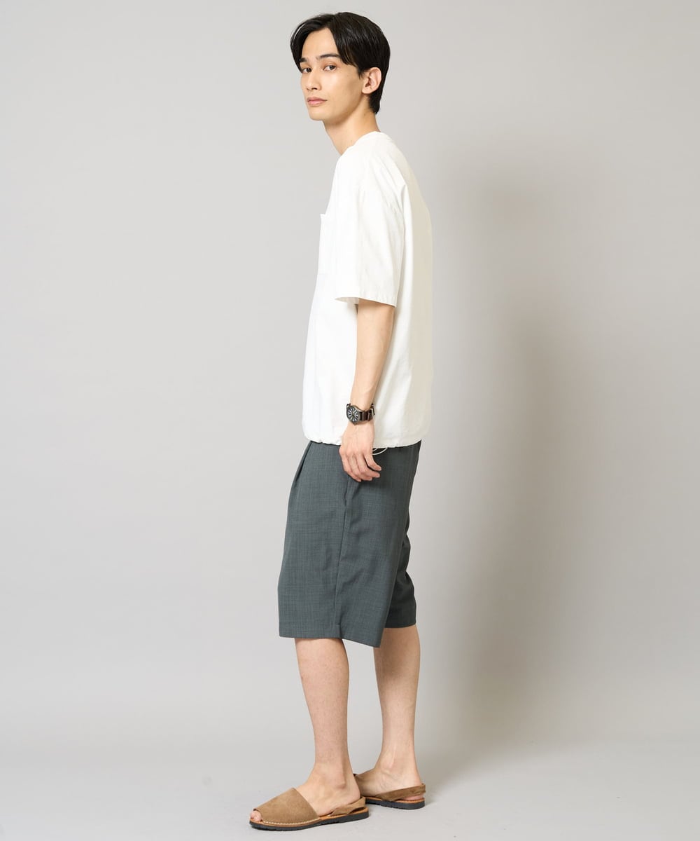 KHKGA55044 a.v.v MEN(アー・ヴェ・ヴェ) 【速乾/毛玉になりにくい】ドローコード付きワイドシルエットカットソー ダークグレー