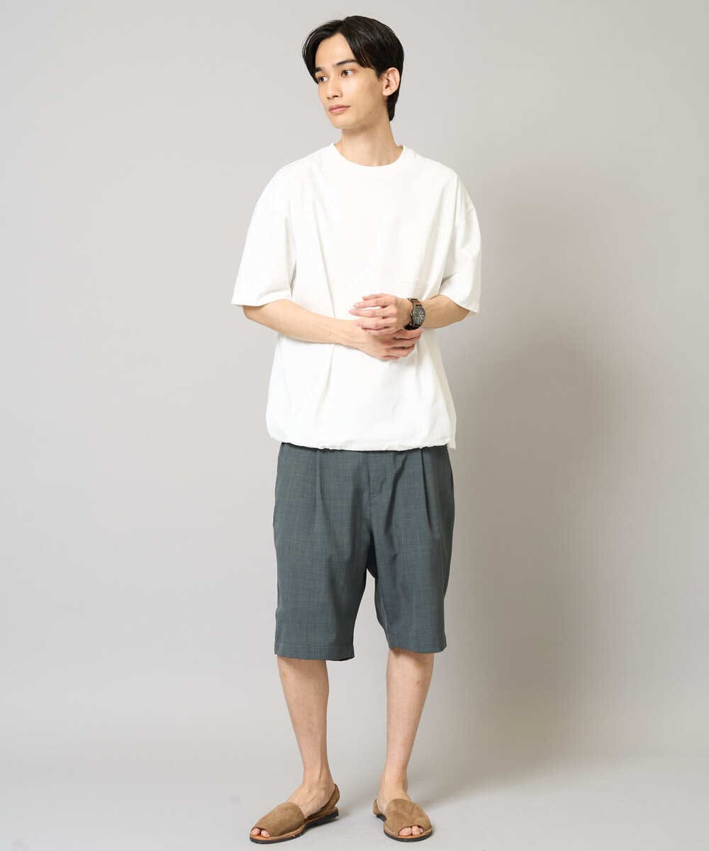 KHKGA55044 a.v.v MEN(アー・ヴェ・ヴェ) 【速乾/毛玉になりにくい】ドローコード付きワイドシルエットカットソー ダークグレー