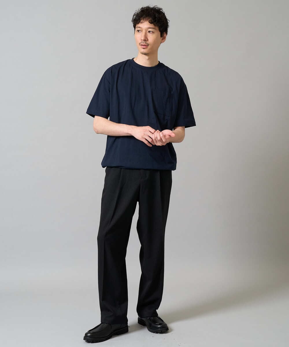 KHKGA55044 a.v.v MEN(アー・ヴェ・ヴェ) 【速乾/毛玉になりにくい】ドローコード付きワイドシルエットカットソー ダークグレー