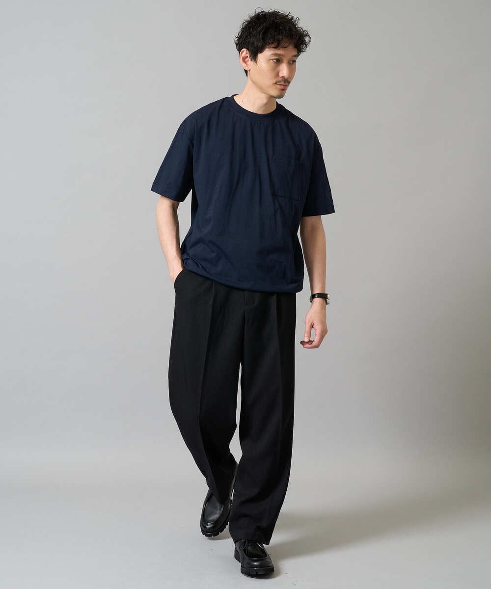 KHKGA55044 a.v.v MEN(アー・ヴェ・ヴェ) 【速乾/毛玉になりにくい】ドローコード付きワイドシルエットカットソー ダークグレー