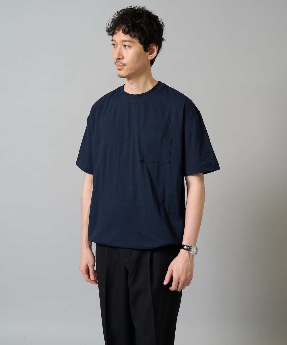 KHKGA55044 a.v.v MEN(アー・ヴェ・ヴェ) 【速乾/毛玉になりにくい】ドローコード付きワイドシルエットカットソー ダークグレー