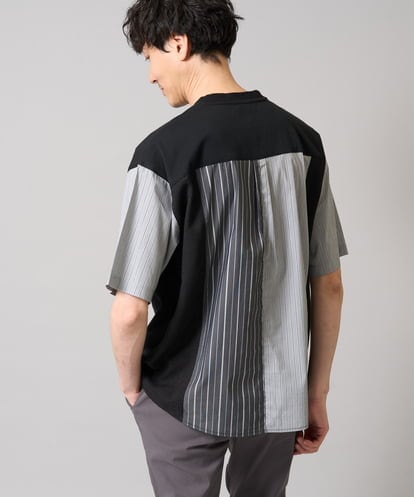 KHKGA56059 a.v.v MEN 【マシンウォッシャブル】ハーフジップバックシャン切替カットソー