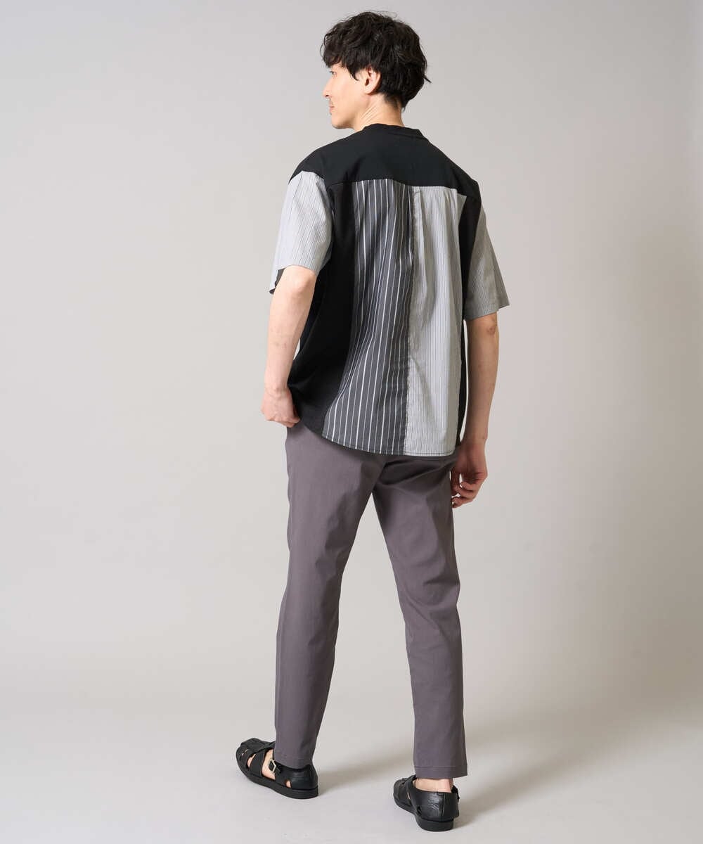 KHKGA56059 a.v.v MEN(アー・ヴェ・ヴェ) 【マシンウォッシャブル】ハーフジップバックシャン切替カットソー ブラック
