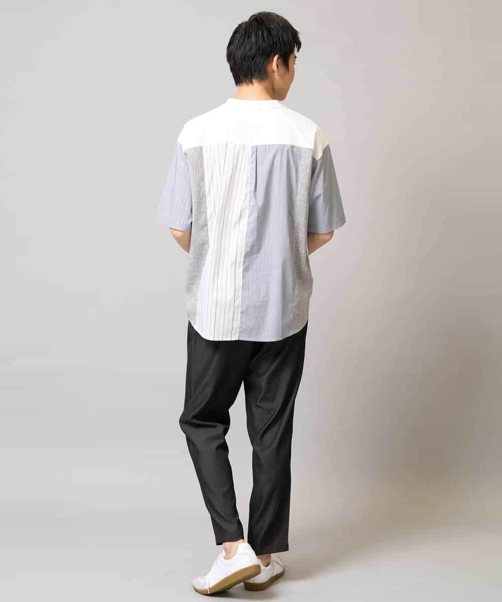KHKGA56059 a.v.v MEN(アー・ヴェ・ヴェ) 【マシンウォッシャブル】ハーフジップバックシャン切替カットソー ブラック