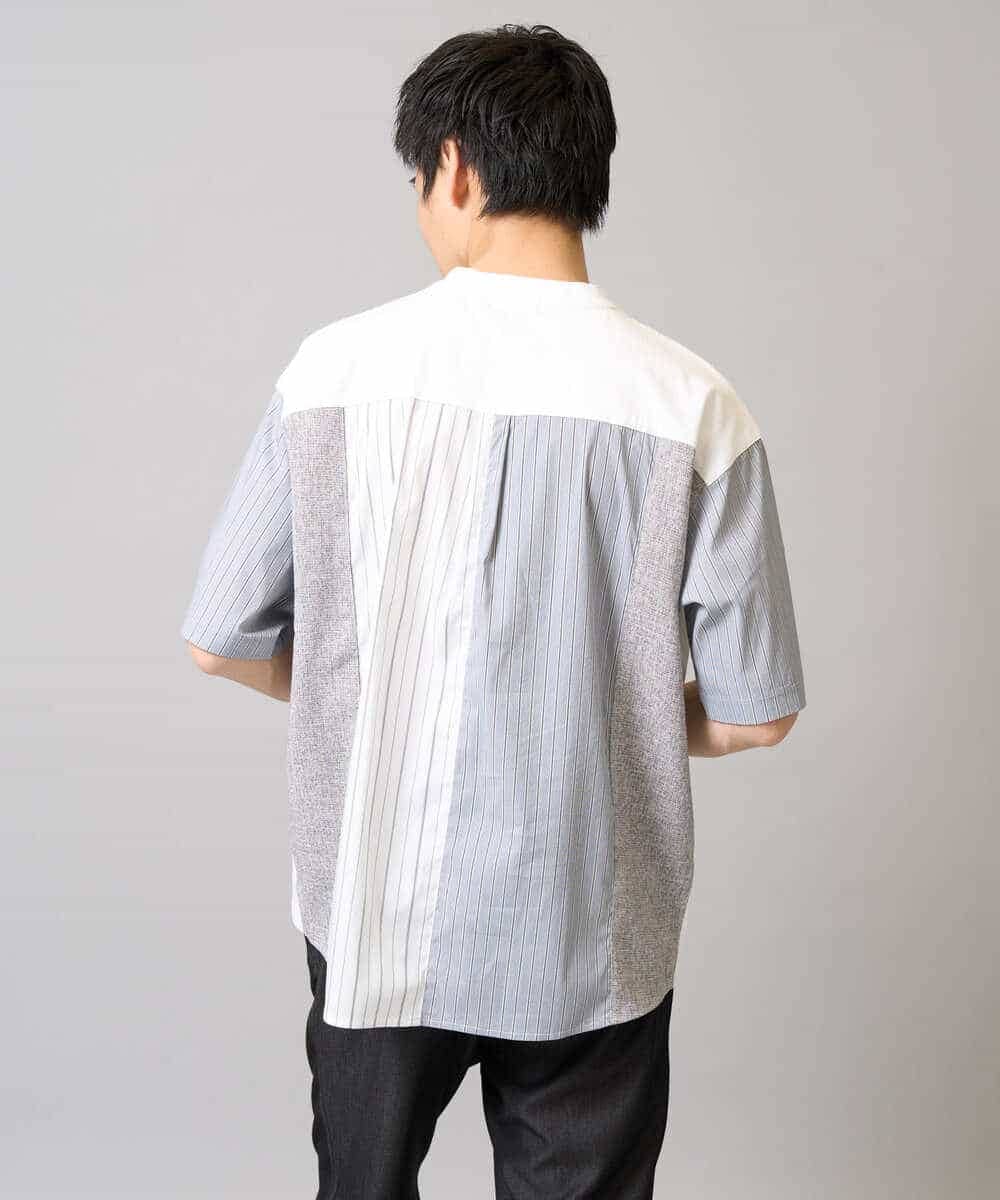 KHKGA56059 a.v.v MEN(アー・ヴェ・ヴェ) 【マシンウォッシャブル】ハーフジップバックシャン切替カットソー ブラック