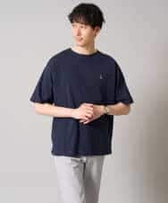 KHKGA60029 a.v.v MEN(アー・ヴェ・ヴェ) 【接触冷感】ワンポイント刺繍ボートネックカットソー ネイビー