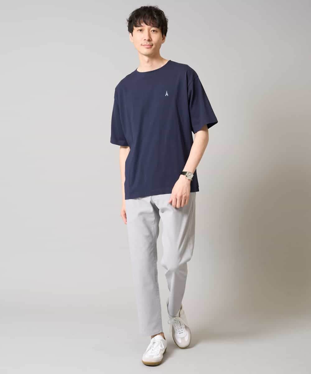 KHKGA60029 a.v.v MEN(アー・ヴェ・ヴェ) 【接触冷感】ワンポイント刺繍ボートネックカットソー ライトグレー