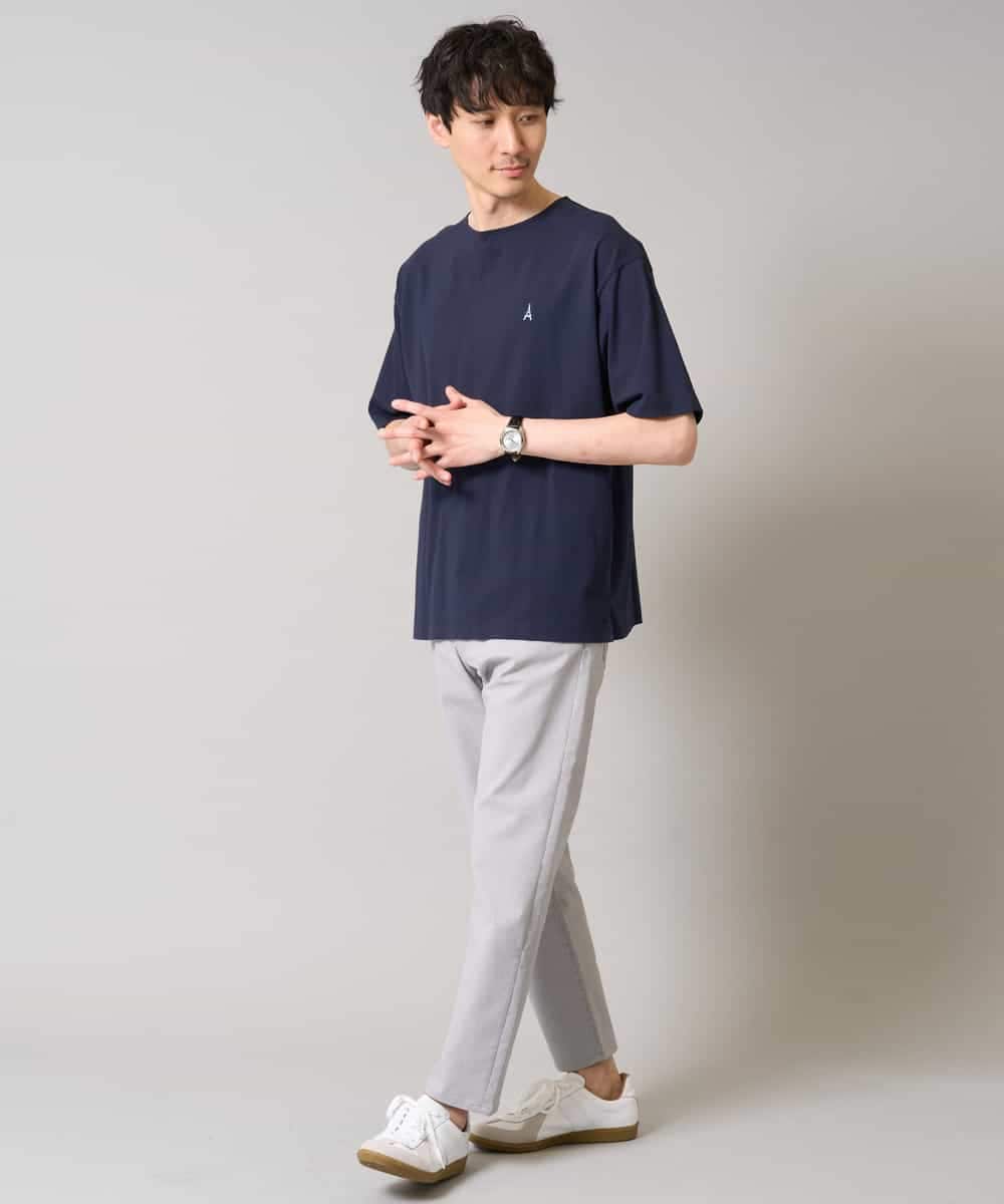 KHKGA60029 a.v.v MEN(アー・ヴェ・ヴェ) 【接触冷感】ワンポイント刺繍ボートネックカットソー ライトグレー