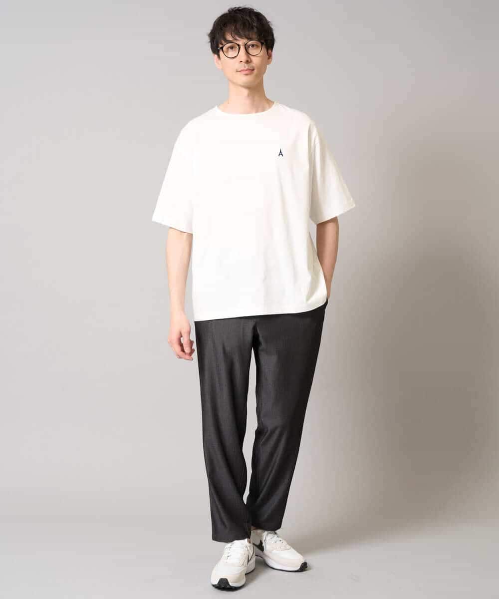 KHKGA60029 a.v.v MEN(アー・ヴェ・ヴェ) 【接触冷感】ワンポイント刺繍ボートネックカットソー ライトグレー